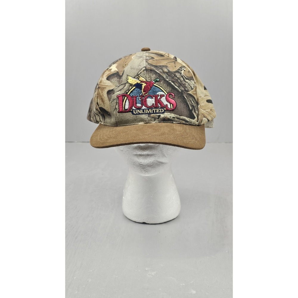 Vintage‎ Ducks Unlimited Trucker Snap Back Hat Suede Bill Camo Embroidered NWOT